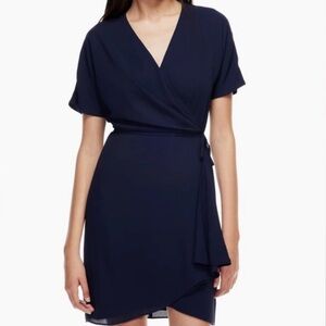 Babaton Navy Blue Wrap Dress Size Small